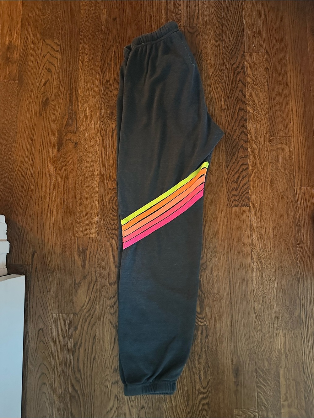 Aviator Nation Charcoal Joggers with Neon Rainbow Side Stripe - Picture 2 of 6